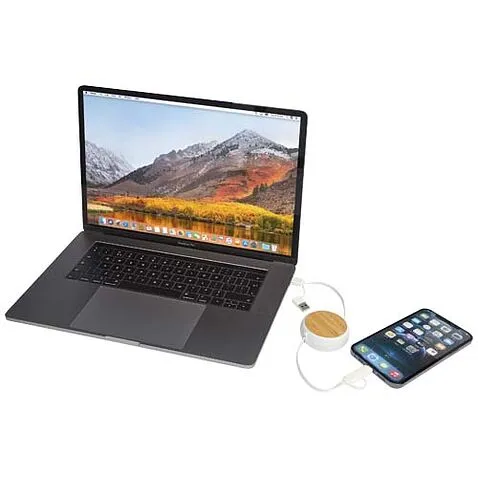 Chechia выдвижной кабель 5-в-1 из переработанной пластмассы длиной 100 см для синхронизации данных и быстрой зарядки мощность - Белый