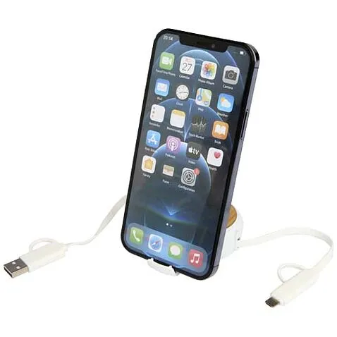 Chechia выдвижной кабель 5-в-1 из переработанной пластмассы длиной 100 см для синхронизации данных и быстрой зарядки мощность - Белый