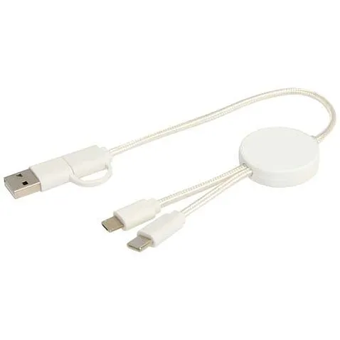 Citala кабель 5-в-1 из переработанной пластмассы длиной 30 см для синхронизации данных и быстрой зарядки мощностью 27 Вт - Белый