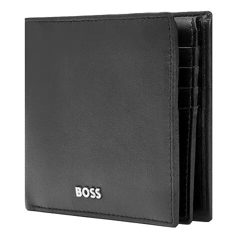 Card wallet with flap Classic Smooth Black