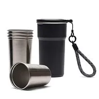 Термокружка VINGA Parks в комплекте с 4 кружками из нержавеющей стали