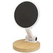 Alcor складная магнитная подставка для телефона из переработанного пластика с бамбуковыми деталями - Белый