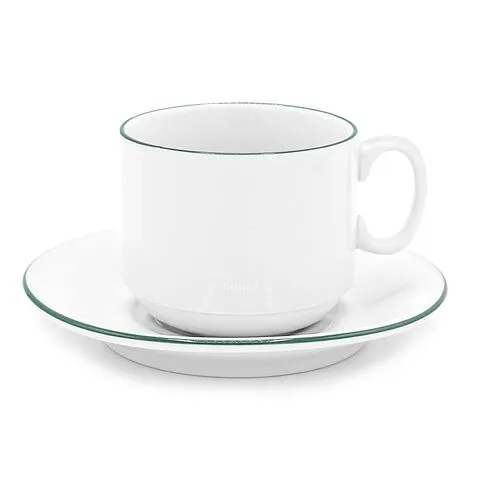 Чайная пара фарфоровая  220см³ экспресс Палитра, зеленый, в коробке