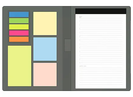 Блокнот А5 Tasmania, в твердой обложке со стикерами в линейку, серый