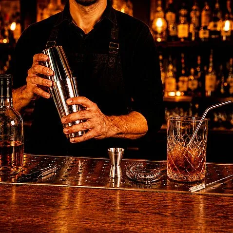 Набор Cocktail с изогнутой трубочкой и ершиком, серебристый