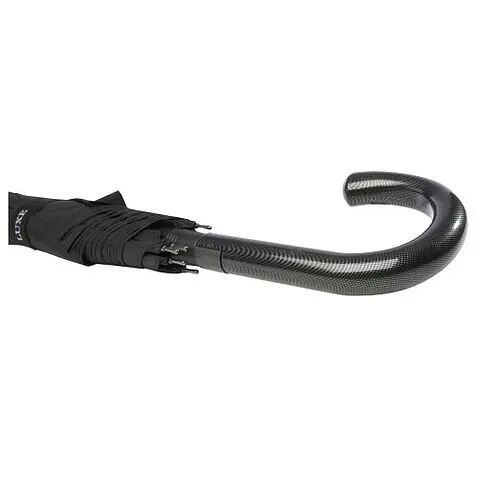 Fontana 23-дюймовый зонт карбонового цвета с механизмом автоматического открытия и изогнутой ручкой - сплошной черный