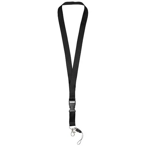 Шнурок для телефона Sagan с отстегивающейся пряжкой - сплошной черный