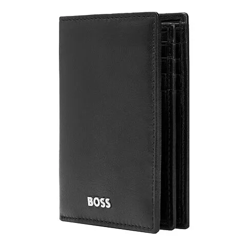 Card holder with flap Classic Smooth Black