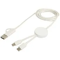 Citala кабель 5-в-1 из переработанной пластмассы длиной 150 см для синхронизации данных и быстрой зарядки мощностью 27 Вт - Белый