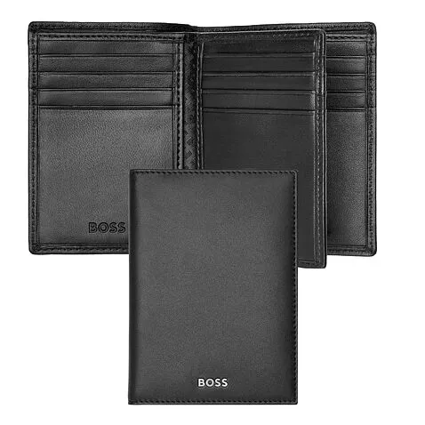 Card holder with flap Classic Smooth Black