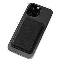 Magnetic card holder for smartphone Magnet Mobile Classic Grained Black