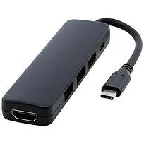 Loop RCS мультимедийный адаптер USB 2.0-3.0 из переработанной пластмассы с портом HDMI - сплошной черный