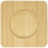 Стеклянный стакан Manti объемом 100 мл с двойными стенками и подставкой из бамбука, 2 шт.  - Прозрачный