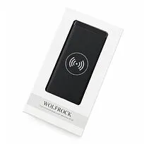 Внешний аккумулятор Wolfrock с беспроводной зарядкой soft-touch покрытием, 10000 mAh, черный