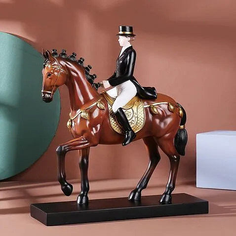 Статуэтка  quot;Наездница и лошадь quot;, цвет коричневый