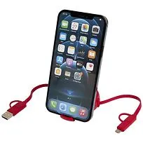 Alasia кабель 5-в-1 из переработанной пластмассы и алюминия длиной 100 см для синхронизации данных и быстрой зарядки мощностью 45 Вт - Красный