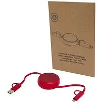 Alasia кабель 5-в-1 из переработанной пластмассы и алюминия длиной 100 см для синхронизации данных и быстрой зарядки мощностью 45 Вт - Красный