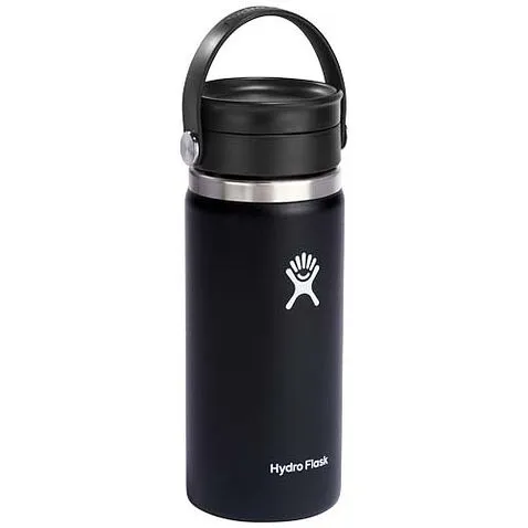 Термостакан из нержавеющей стали Hydro Flask с широким горлышком объемом 473 мл и крышкой Flex Sip™ - сплошной черный Термостакан из нержавеющей стали Hydro Flask с широким горлышком объемом 473 мл и крышкой Flex Sip™ - сплошной черный