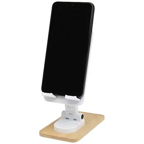 Alfirk складная настольная подставка для телефона из переработанного пластика с бамбуковыми деталями - Белый