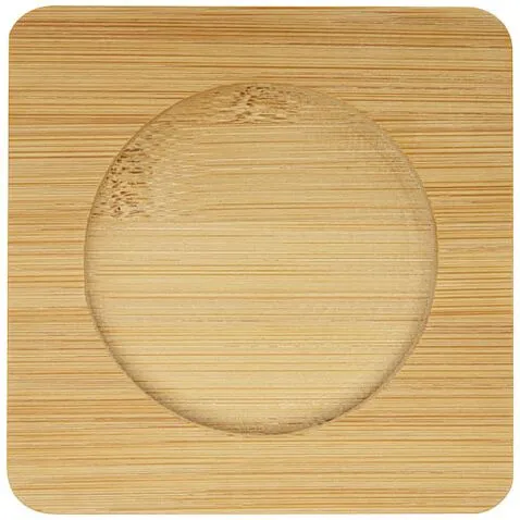 Стеклянный стакан Manti объемом 350 мл с двойными стенками и подставкой из бамбука, 2 шт.  - Прозрачный