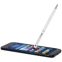 Ore aluminium ballpoint pen with stylus (blue ink) - Белый