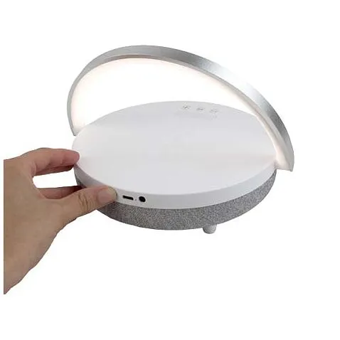 Prixton динамик Bluetooth® 4-в-1 мощностью 10 Вт со светодиодной подсветкой и базой для беспроводной зарядки - Белый