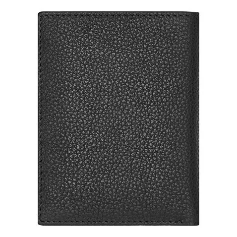 Card holder with flap Trifold Classic Grained Black