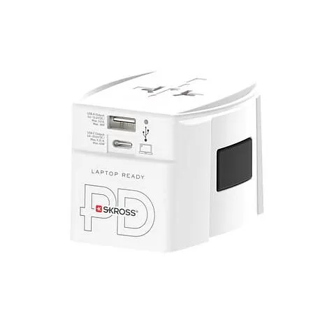 Универсальный адаптер SKROSS® MUV AC65PD с кабелем USB-C  - Белый