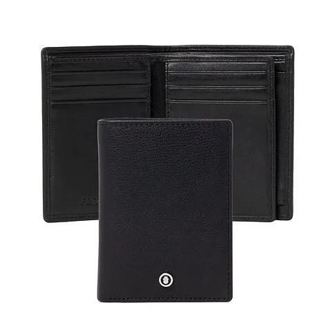 Card holder with flap Button Black