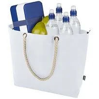 Panama пляжная эко-сумка-холодильник из переработанного материала, сертифицированного по стандарту GRS, с ручками-шнурками 23L - Белый