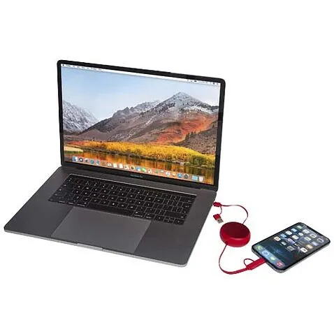 Alasia кабель 5-в-1 из переработанной пластмассы и алюминия длиной 100 см для синхронизации данных и быстрой зарядки мощностью 45 Вт - Красный