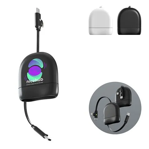 Кабель Xoopar ICE-R с ретрактором 2 в 1, разъёмы USB-C и Lightning, 60 Вт