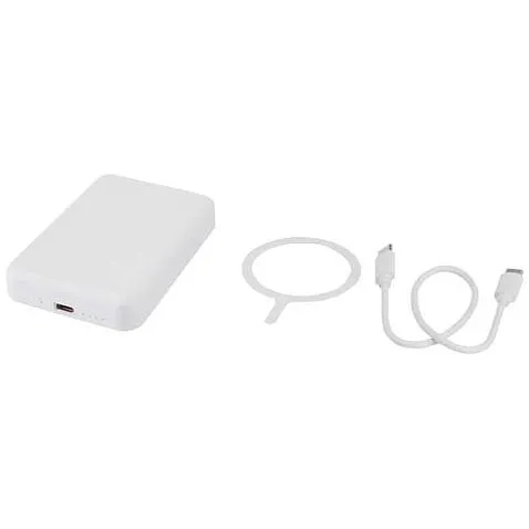 Acrab магнитное беспроводное портативное зарядное устройство емкостью 5000 мАч, мощностью 15 Вт, с питанием 20 Вт — изготовлено из переработанного пластика - Белый