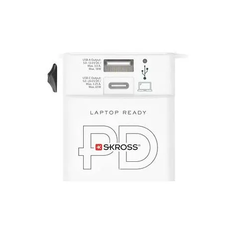 Универсальный адаптер SKROSS® MUV AC65PD с кабелем USB-C  - Белый
