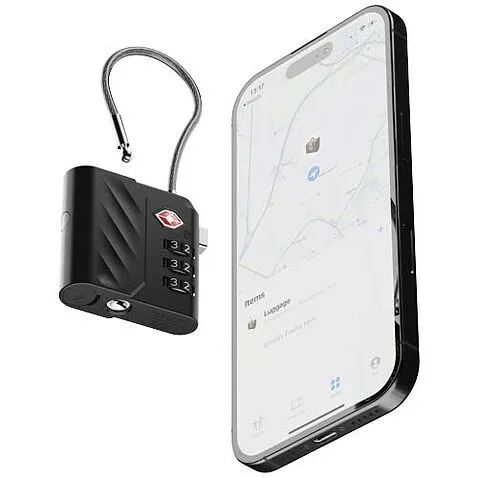 Комбинационный замок Xtorm Lock Tag TSA с функцией отслеживания местоположения - сплошной черный