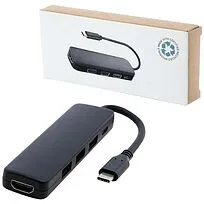 Loop RCS мультимедийный адаптер USB 2.0-3.0 из переработанной пластмассы с портом HDMI - сплошной черный