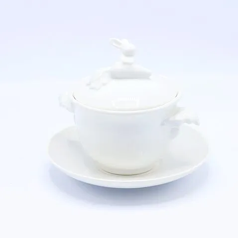 Бульонница  quot;Кролик - Везунчик quot; с тарелкой, 425 мл, Белый