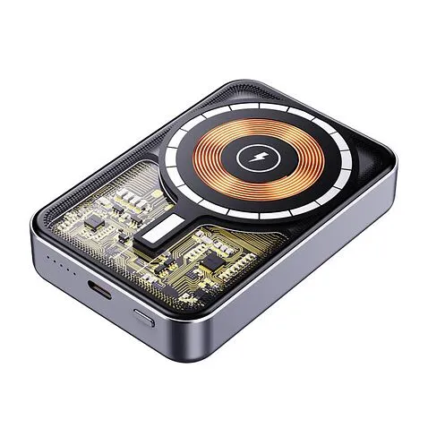 Магнитный внешний аккумулятор Proton с беспроводной зарядкой (15W), 10000 Mah, графитовый