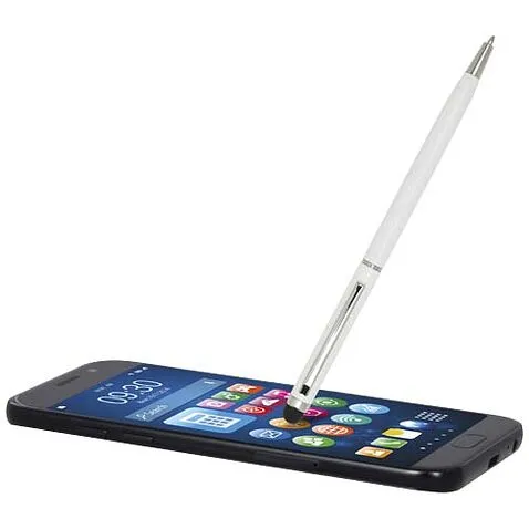 Ore aluminium ballpoint pen with stylus (blue ink) - Белый