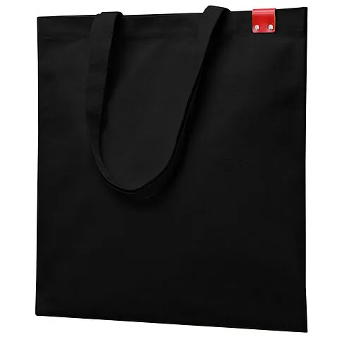 Сумка для покупок IVORY 325 г/м² с PU нашивкой, чёрный/красный
