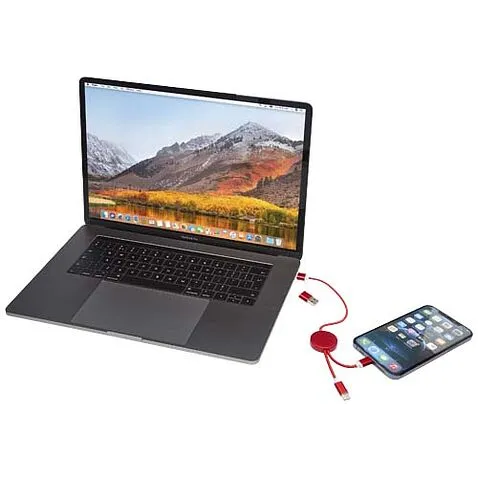 Alasia кабель 5-в-1 из переработанной пластмассы и алюминия длиной 30 см для синхронизации данных и быстрой зарядки мощностью 27 Вт - Красный