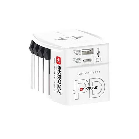 Универсальный адаптер SKROSS® MUV AC65PD с кабелем USB-C  - Белый