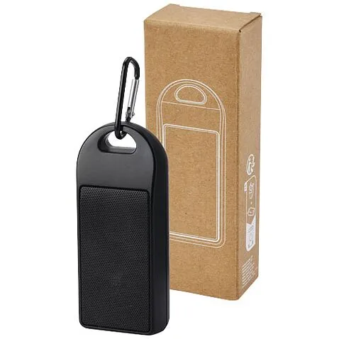 Bluetooth®-колонка Omni из переработанной пластмассы IPX4, сертифицированной по стандарту RCS, мощностью 3 Вт - сплошной черный