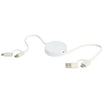 Citala выдвижной кабель 5-в-1 из переработанной пластмассы длиной 90 см для синхронизации данных и быстрой зарядки мощностью 40 Вт - Белый