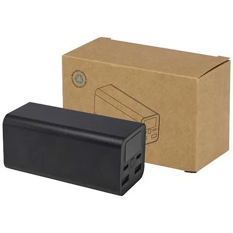 Acamar портативное зарядное устройство для ноутбука из переработанного алюминия емкостью 20,000 мАч мощностью 70 Вт - сплошной черный