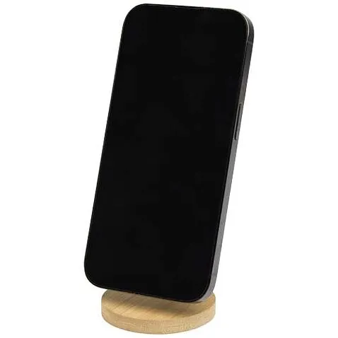 Alcor складная магнитная подставка для телефона из переработанного пластика с бамбуковыми деталями - Белый