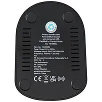 Loop подставка для беспроводной зарядки из переработанной пластмассы, сертифицированной по стандарту RCS, с двумя катушками м - сплошной черный