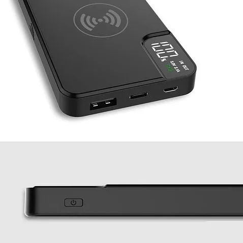 Внешний аккумулятор gPro QI, с беспроводной зарядкой 10000 mAh, черный