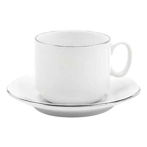 Чайная пара фарфоровая 220см³ экспресс Платиновый в коробке