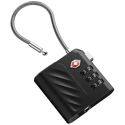 Комбинационный замок Xtorm Lock Tag TSA с функцией отслеживания местоположения - сплошной черный